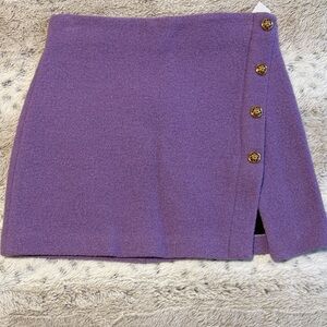 Zara Purple Mini Skirt with Button Accents